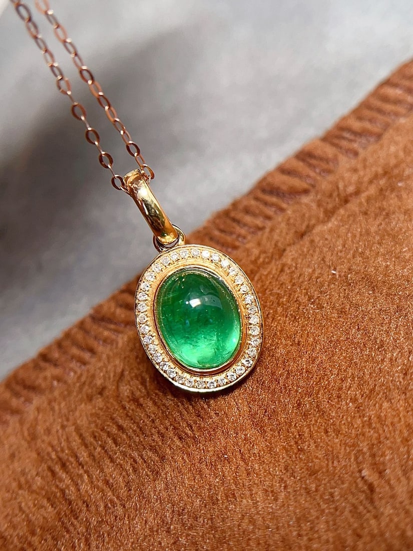 18K gold emerald pendant (chain not included) - 2