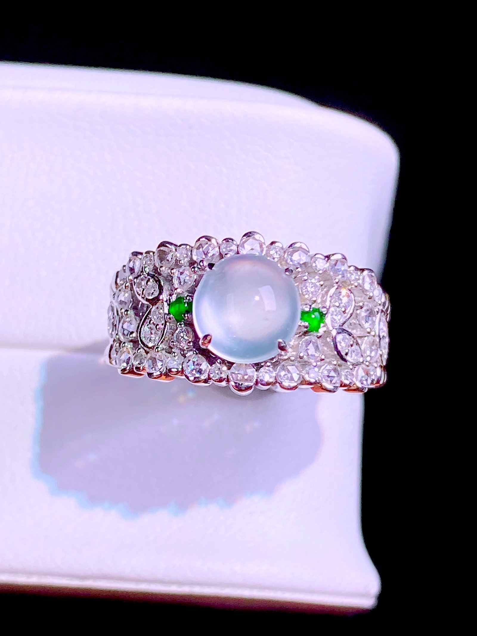 Natural jadeite high ice egg-faced ring - 2
