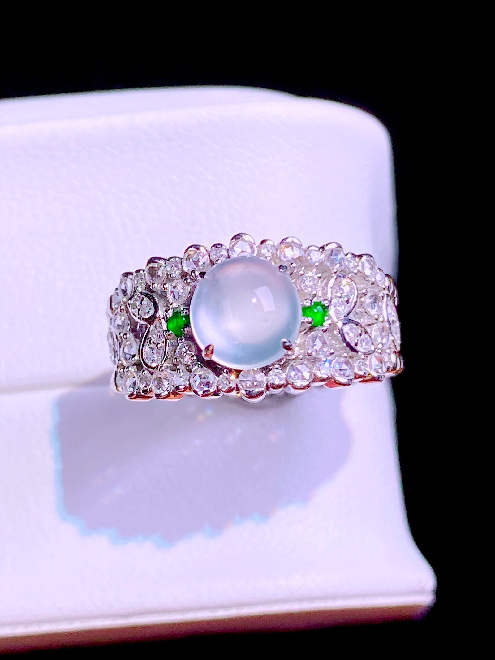 Natural jadeite high ice egg-faced ring - 3