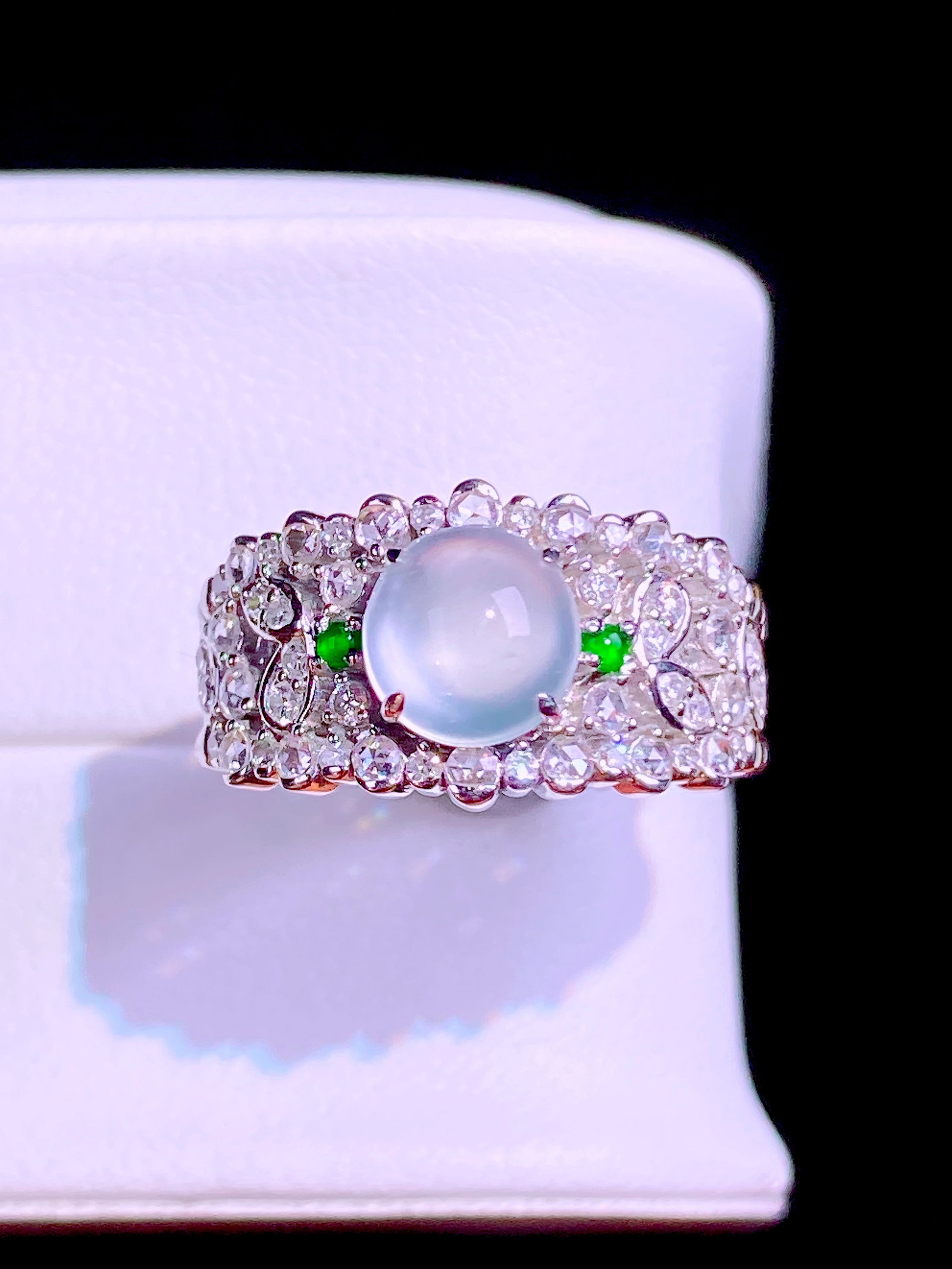 Natural jadeite high ice egg-faced ring - 6