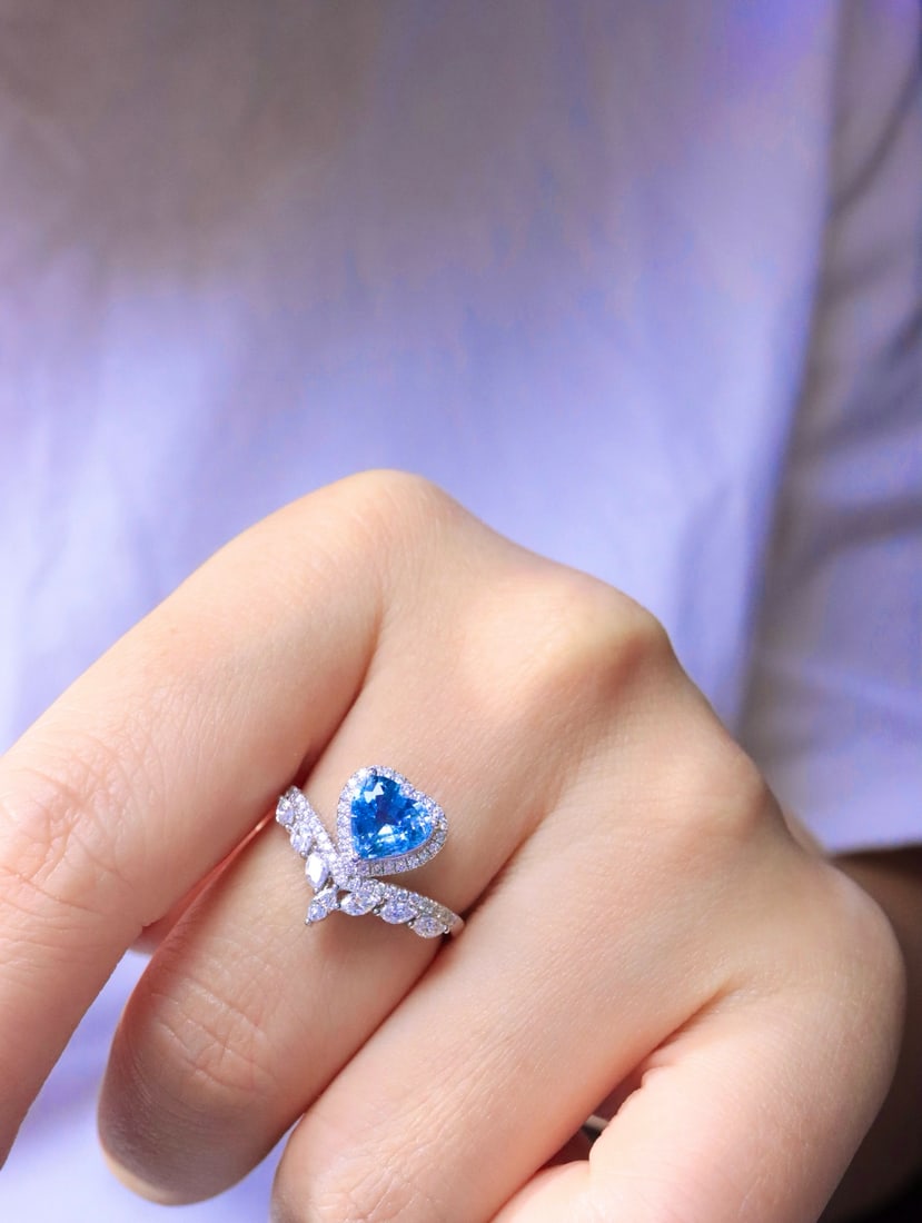 18K gold sapphire ring - 5
