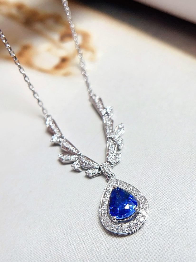 18K gold sapphire collarbone necklace - 2