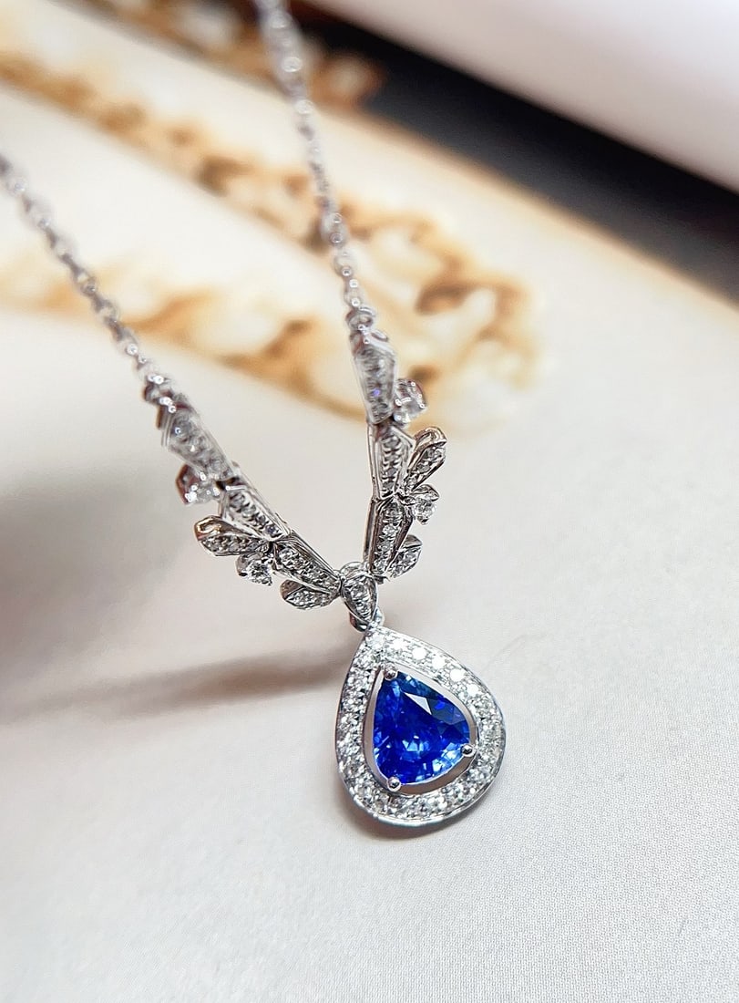 18K gold sapphire collarbone necklace - 3