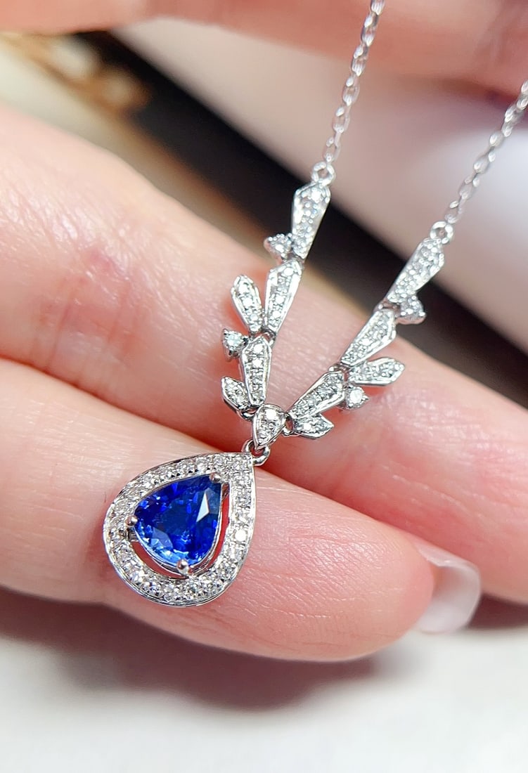 18K gold sapphire collarbone necklace - 4