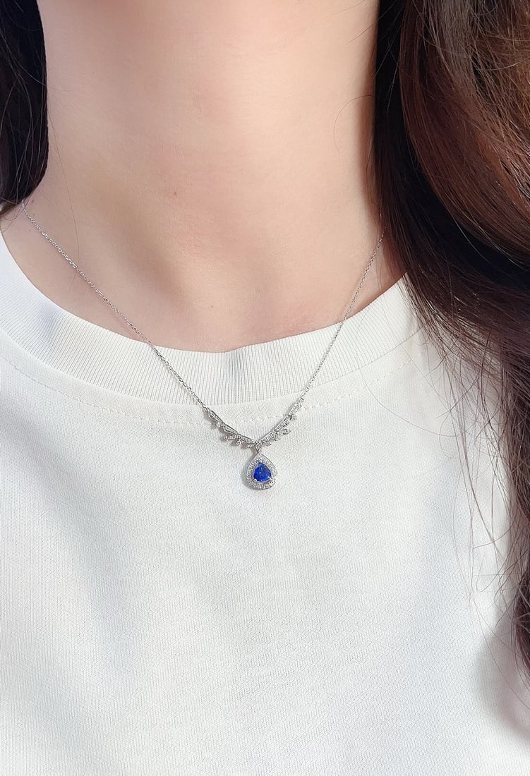 18K gold sapphire collarbone necklace - 5