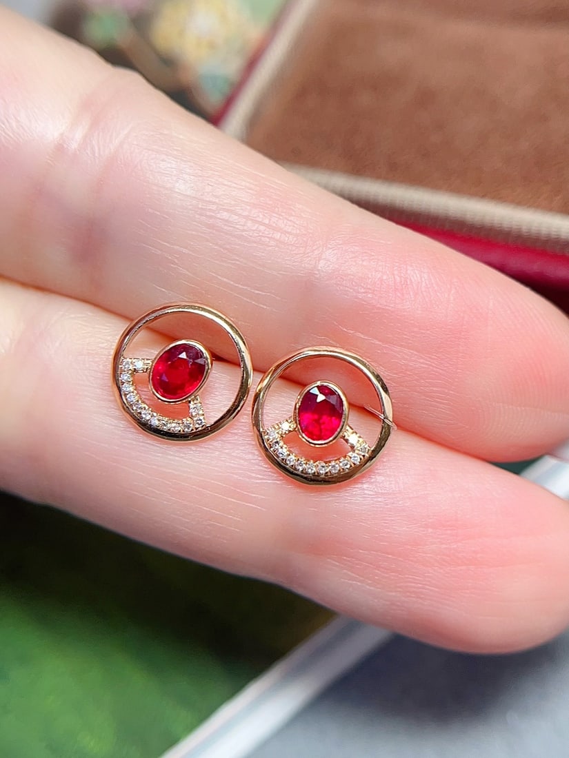 18K gold ruby earrings - 2