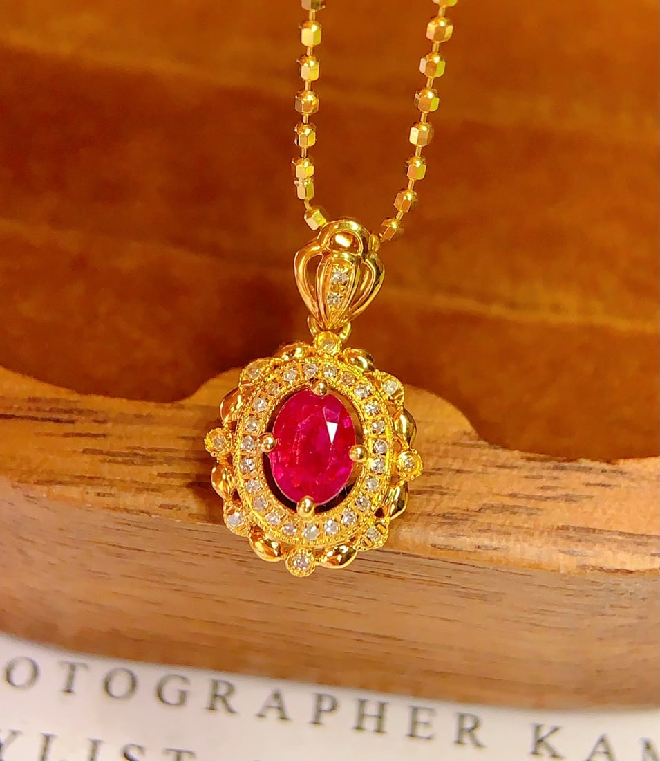 18K Gold Ruby Pendant (Chain not included) - 3
