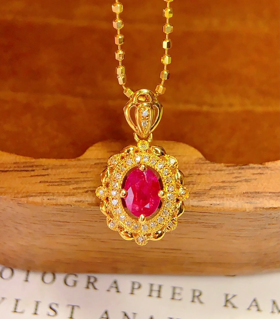 18K Gold Ruby Pendant (Chain not included) - 5