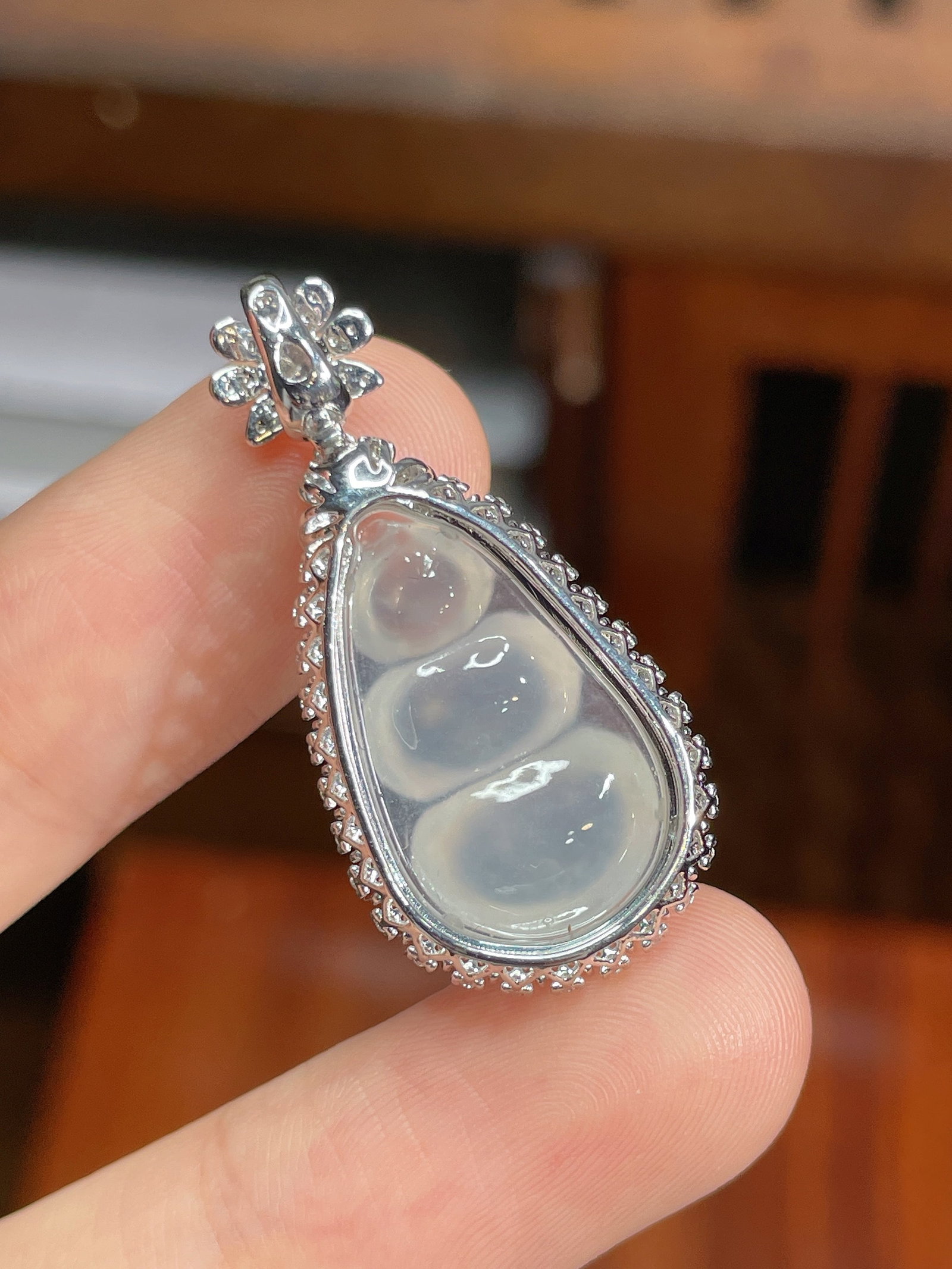 18K gold jade pendant - 3