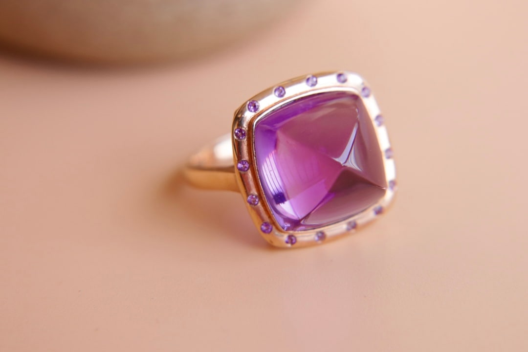 18K gold amethyst ring - 3