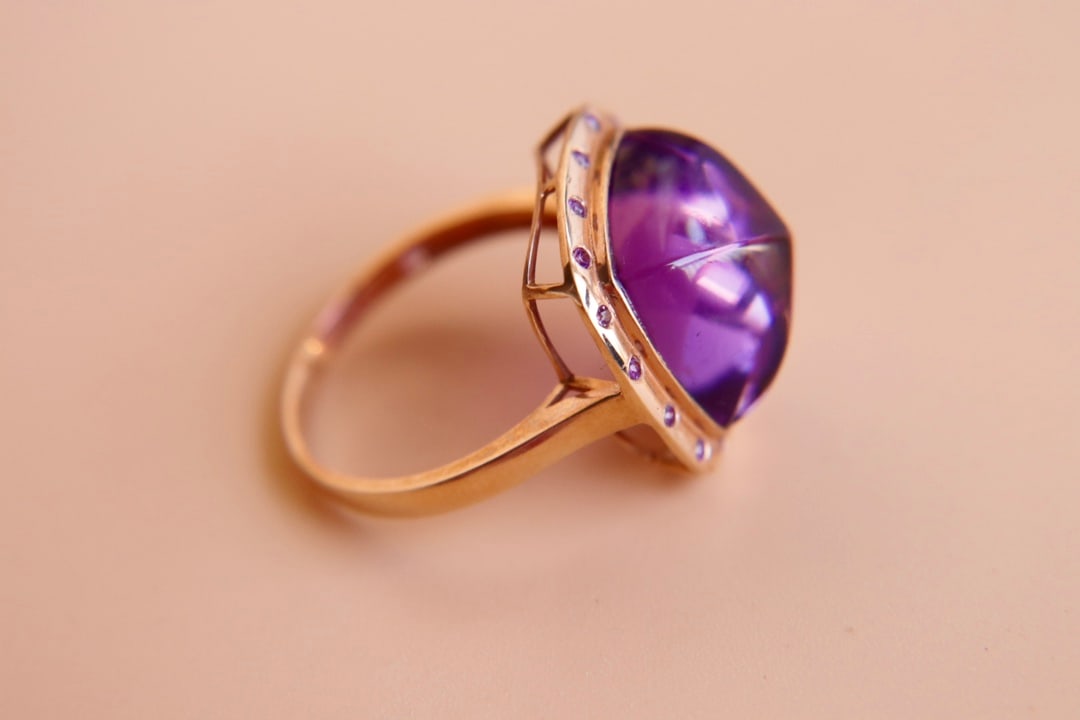 18K gold amethyst ring - 4
