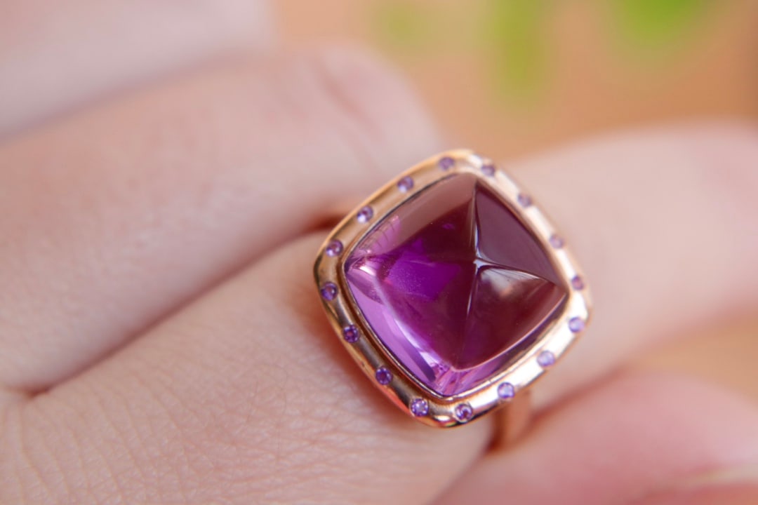 18K gold amethyst ring - 5