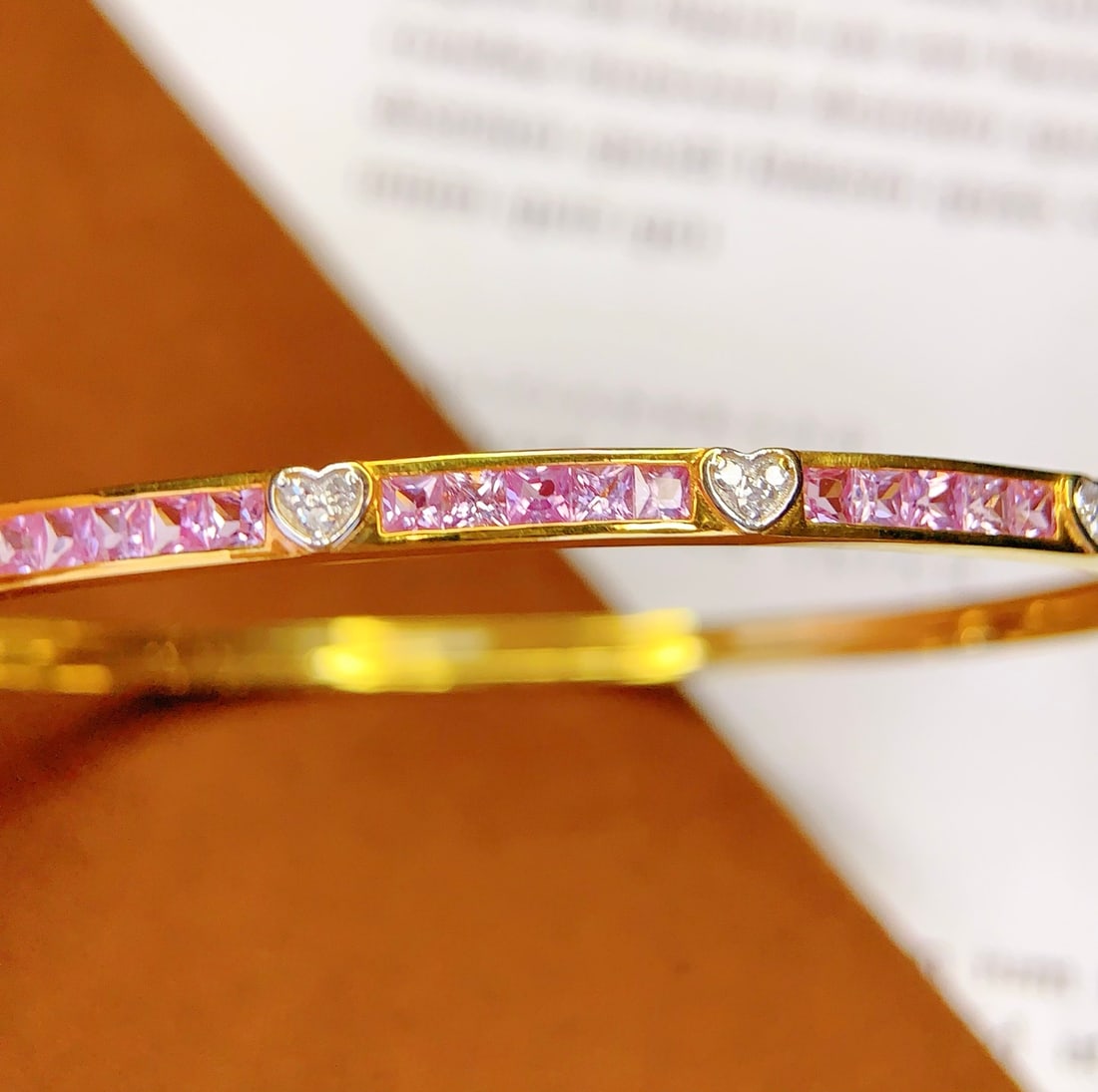 18K gold natural pink sapphire bracelet - 3
