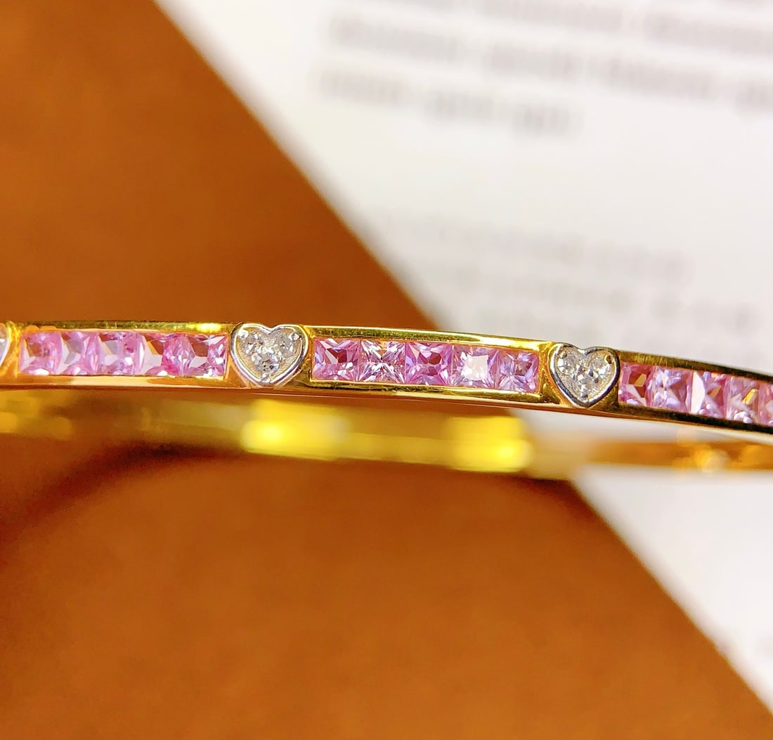 18K gold natural pink sapphire bracelet - 6