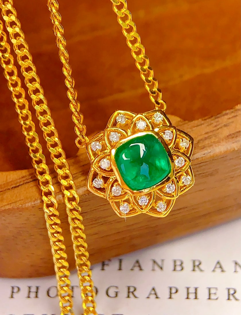 18K gold emerald collar necklace - 2