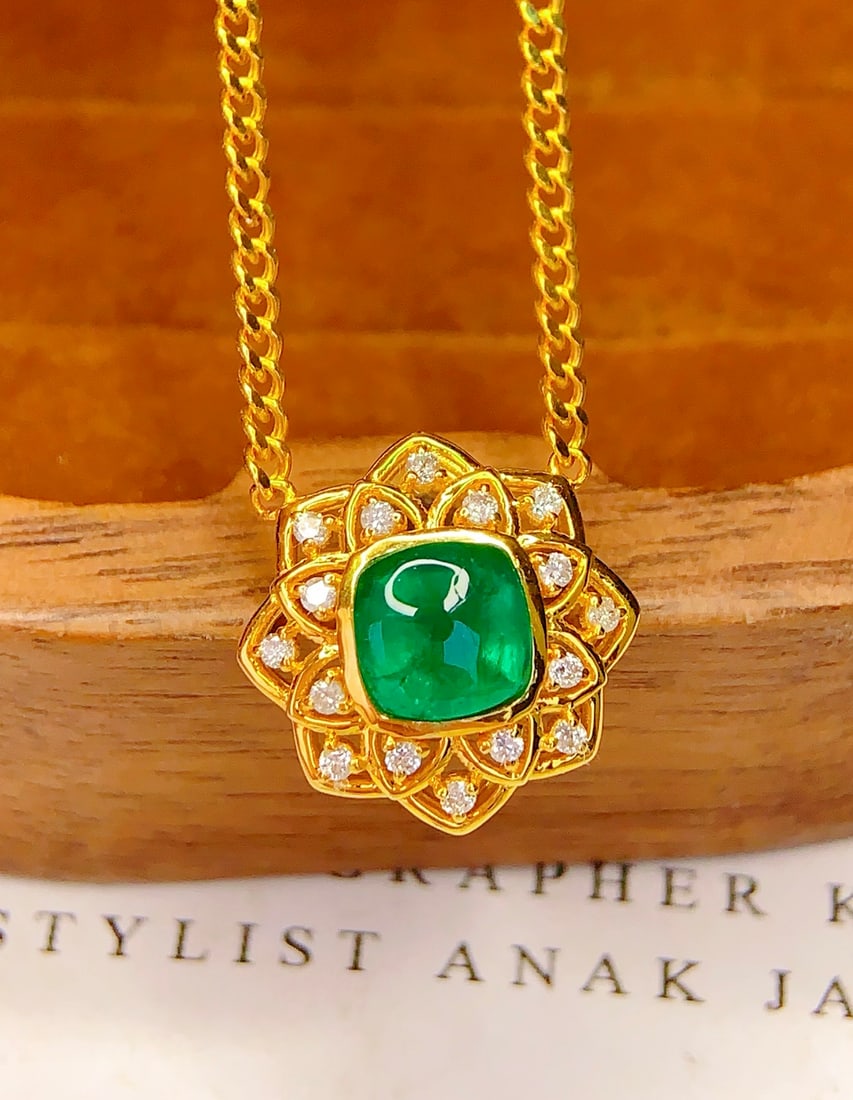18K gold emerald collar necklace - 3