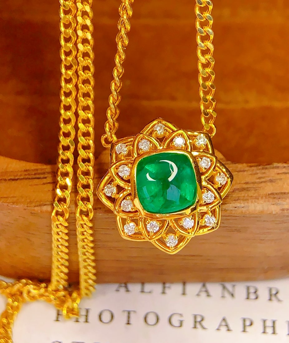 18K gold emerald collar necklace - 5