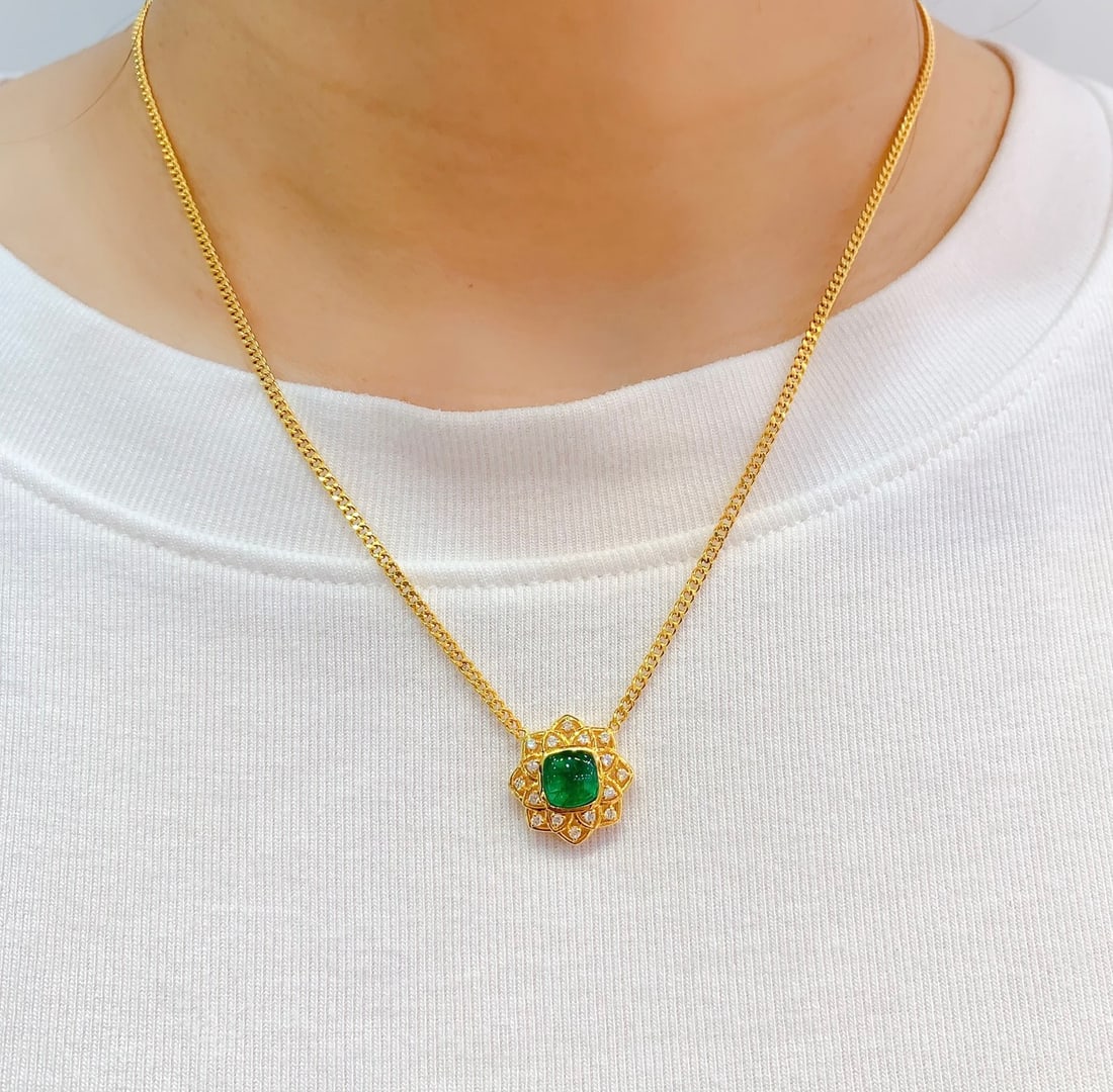 18K gold emerald collar necklace - 6