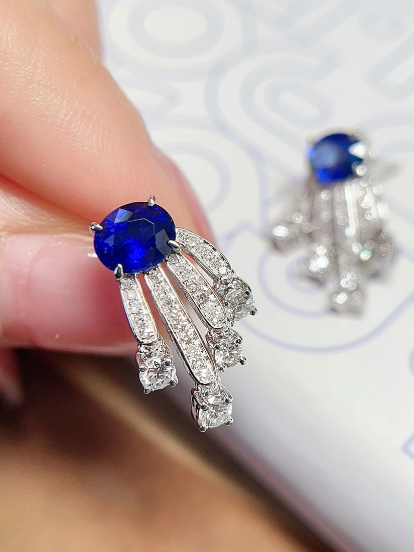 18K gold sapphire earrings - 2