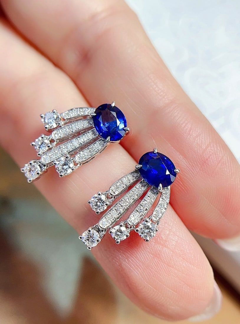 18K gold sapphire earrings - 3