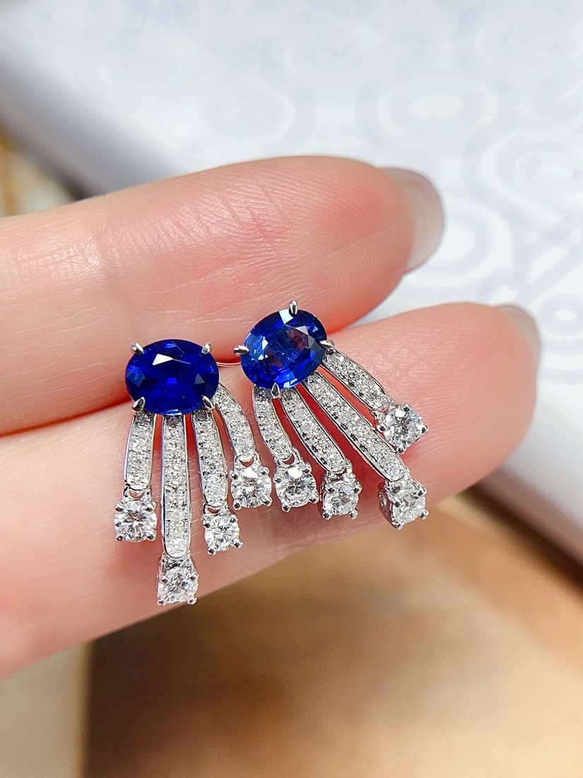 18K gold sapphire earrings - 4