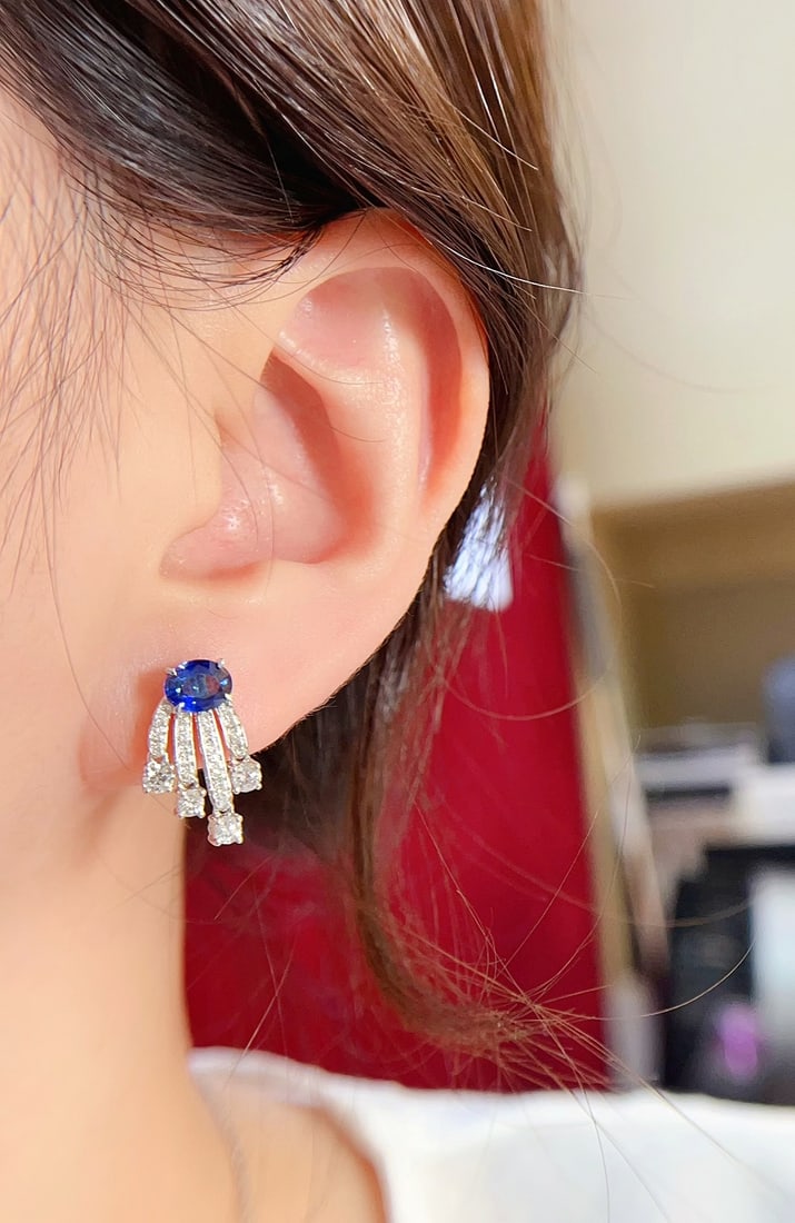 18K gold sapphire earrings - 5