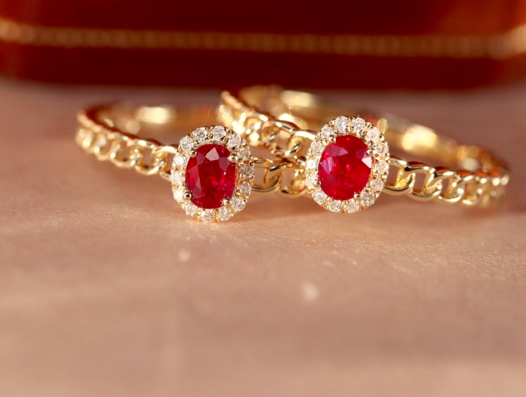 18K gold pigeon blood ruby diamond ring - 2