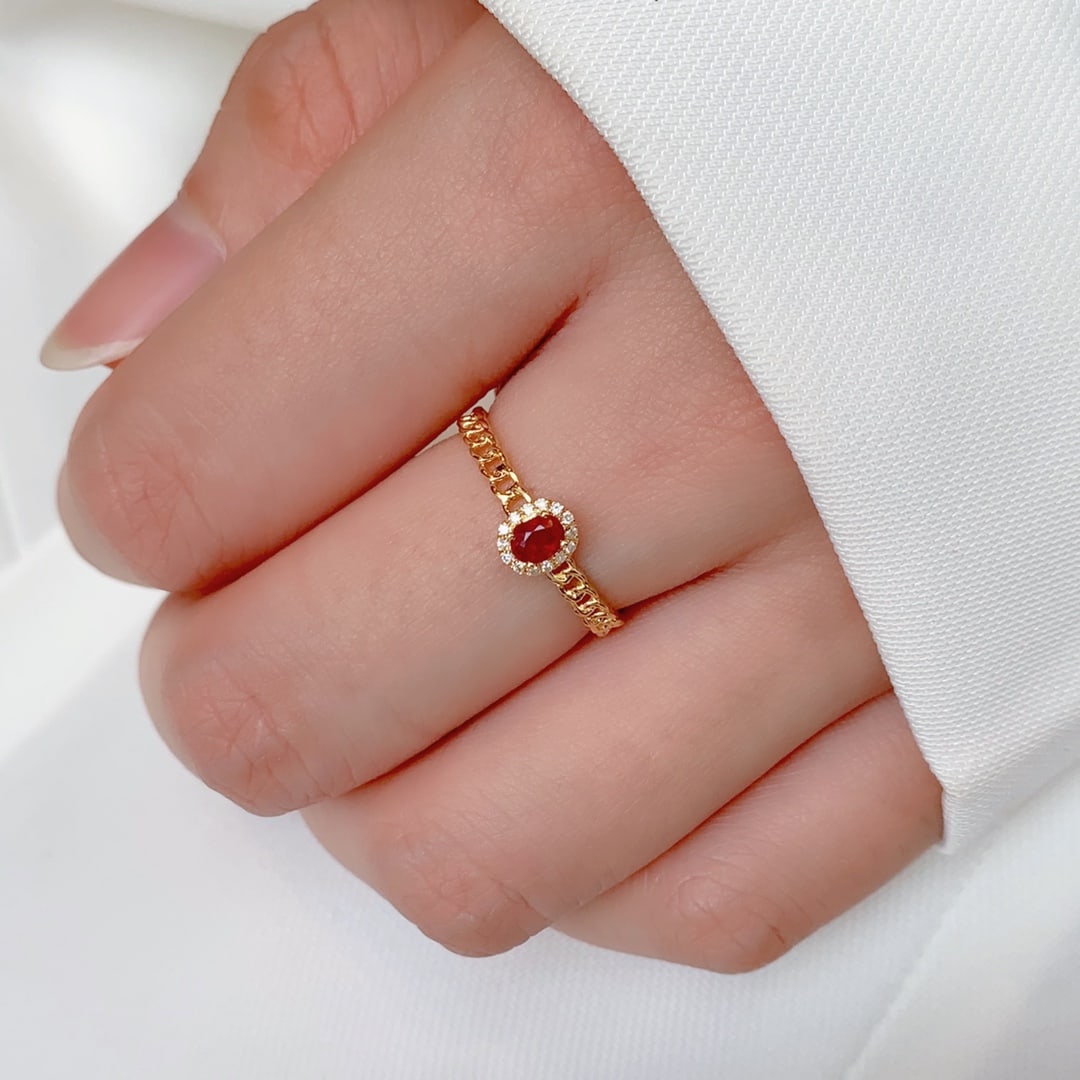 18K gold pigeon blood ruby diamond ring - 6