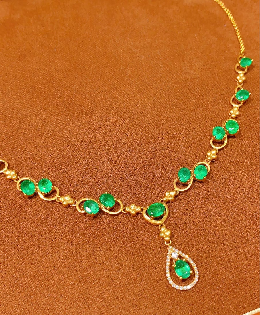 18K gold emerald necklace - 2