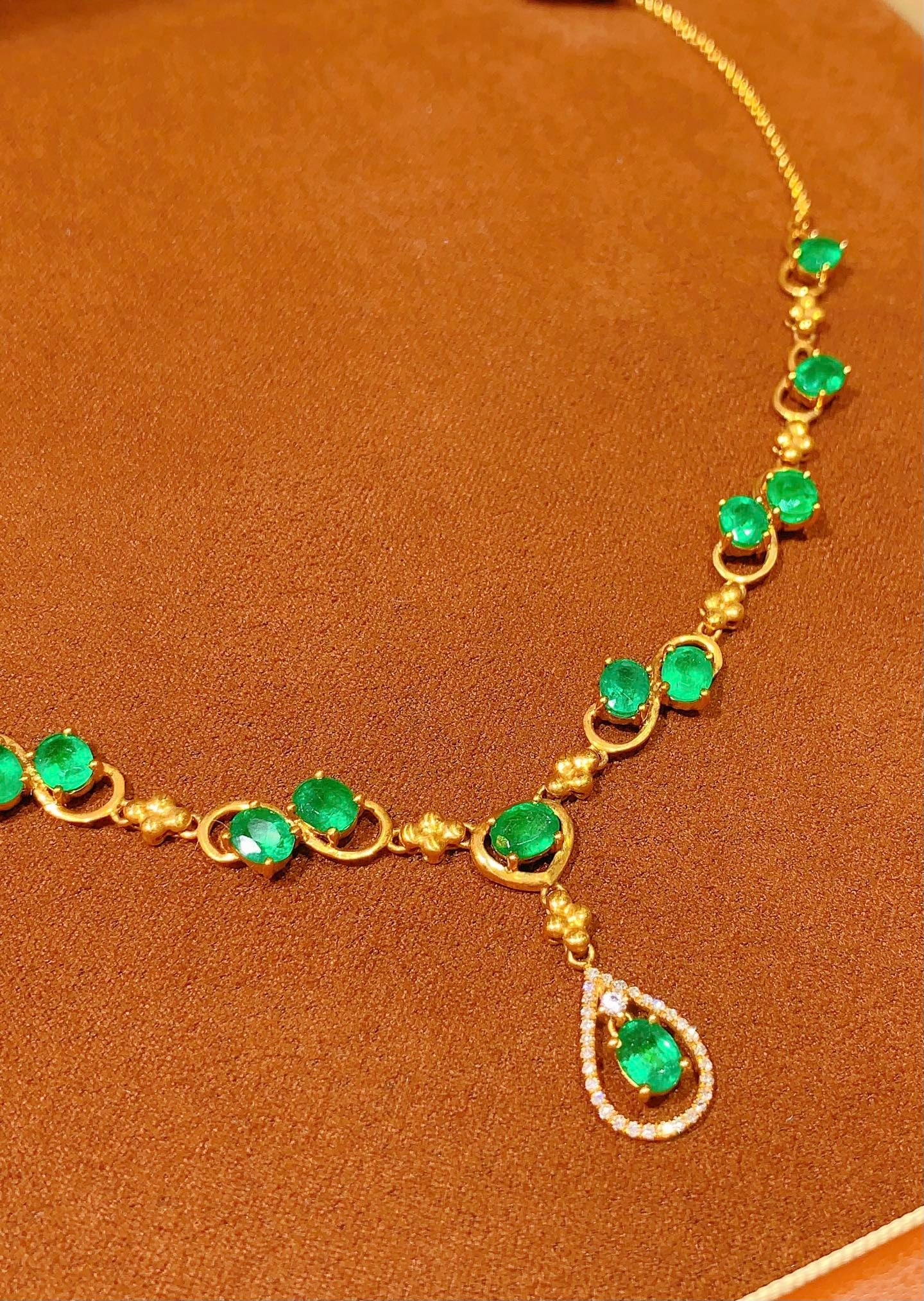 18K gold emerald necklace - 4