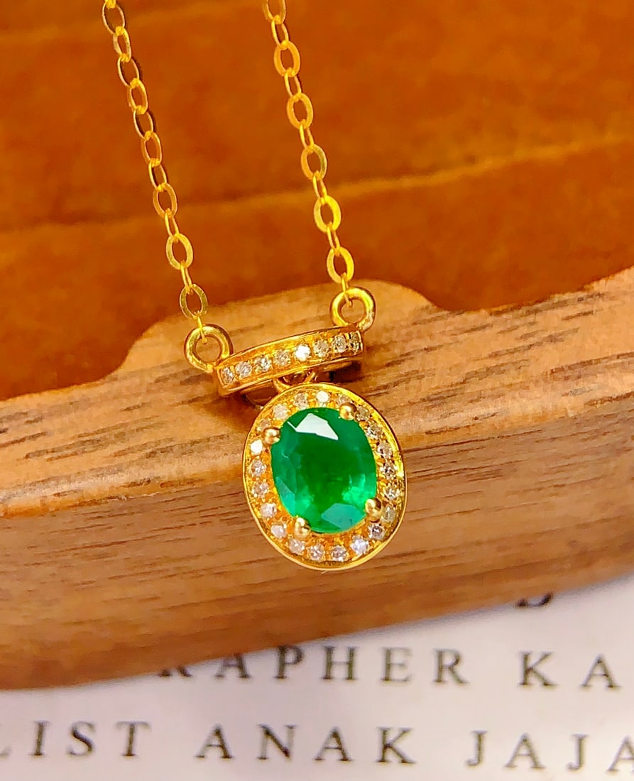 18K gold emerald collar necklace - 3