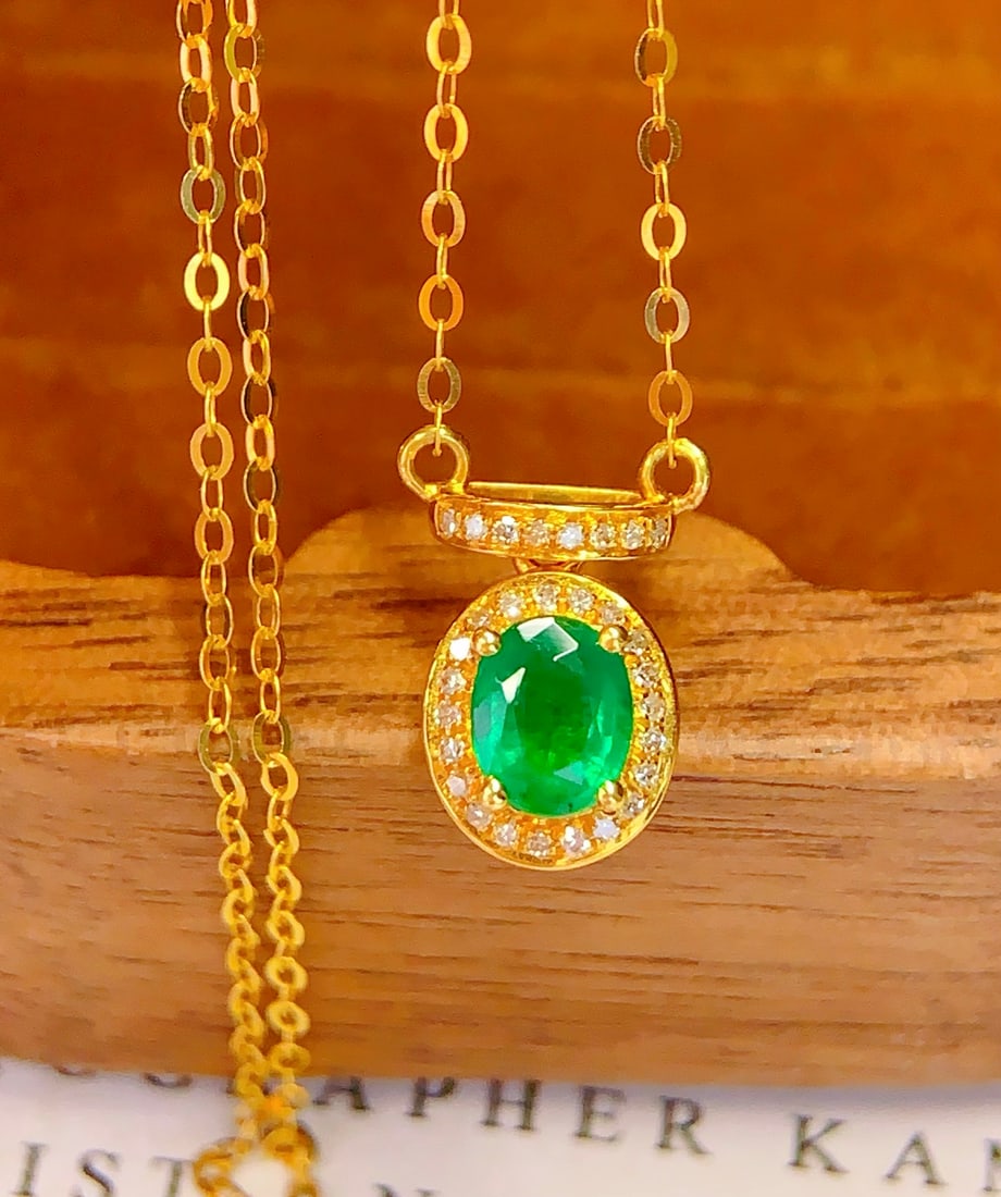 18K gold emerald collar necklace - 4