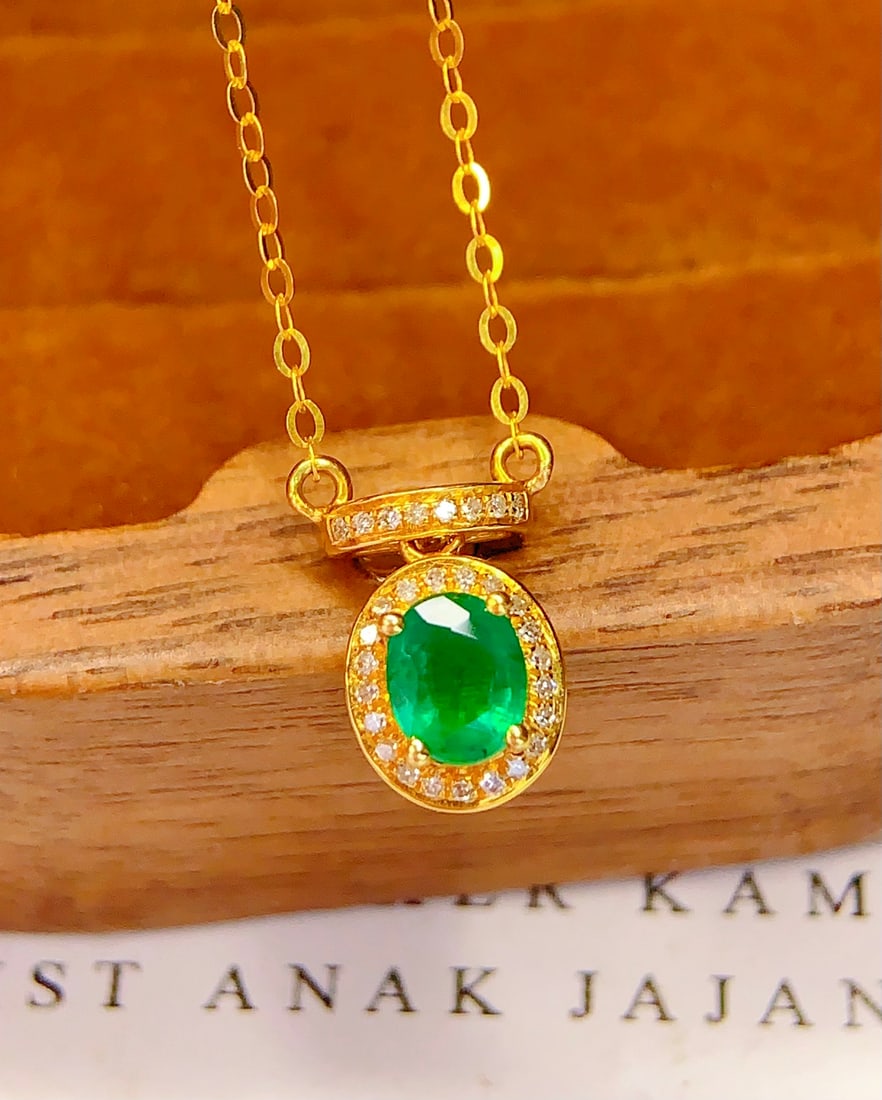 18K gold emerald collar necklace - 5