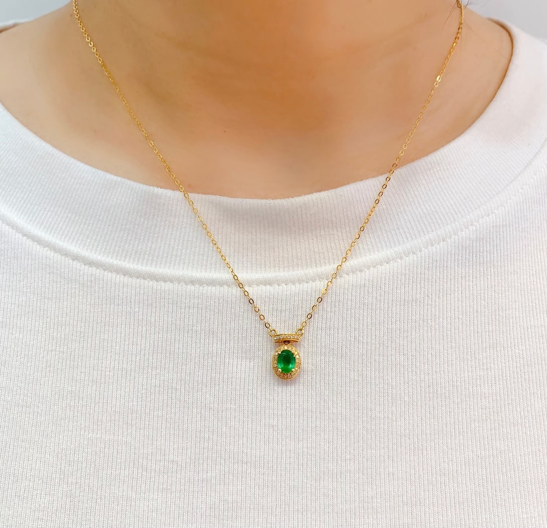 18K gold emerald collar necklace - 6