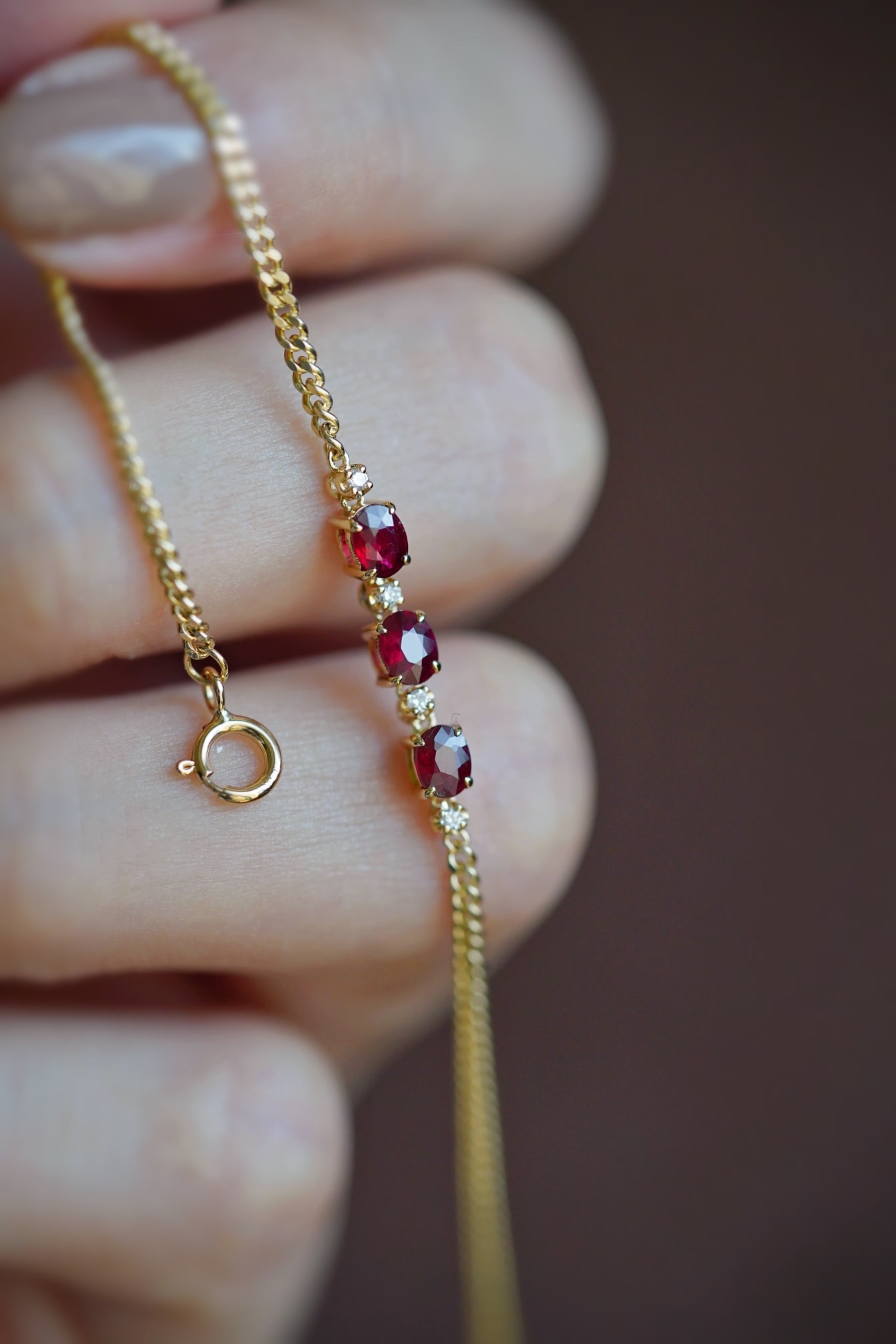 18K gold diamond and ruby bracelet - 4
