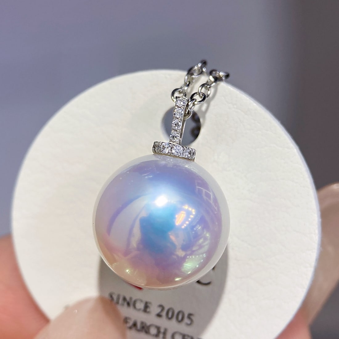 18K white gold Edison pearl pendant - 2