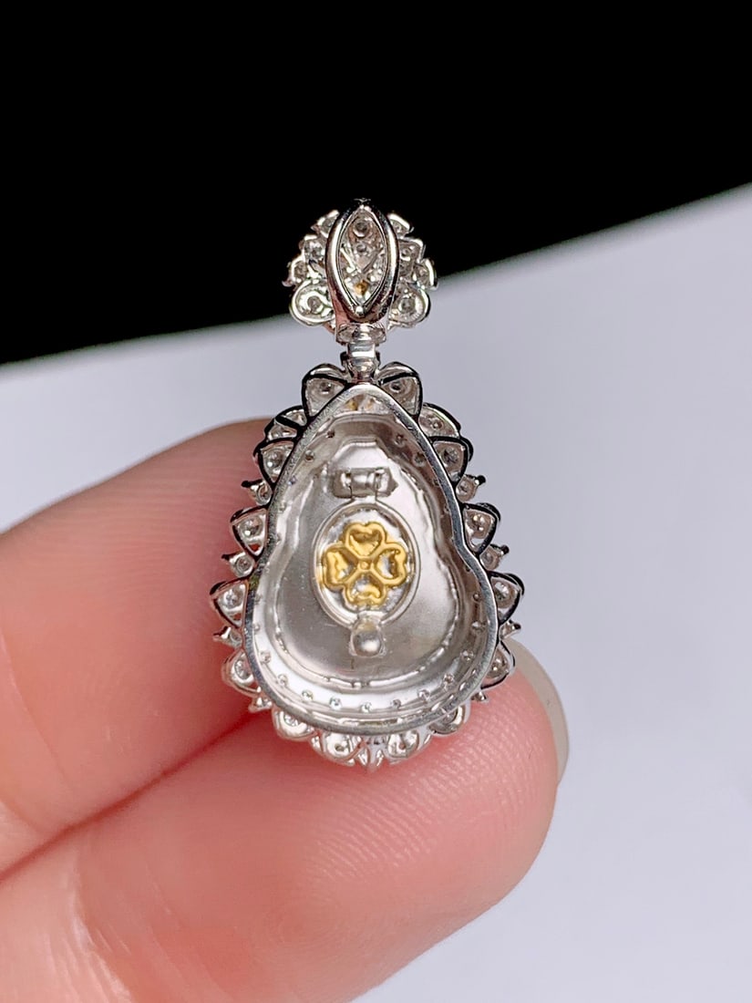 18K Gold Jade Gourd Pendant - 2