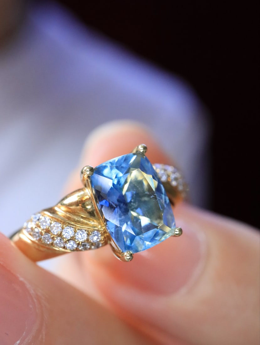 18K gold sapphire ring - 2