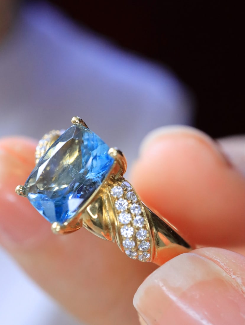 18K gold sapphire ring - 4