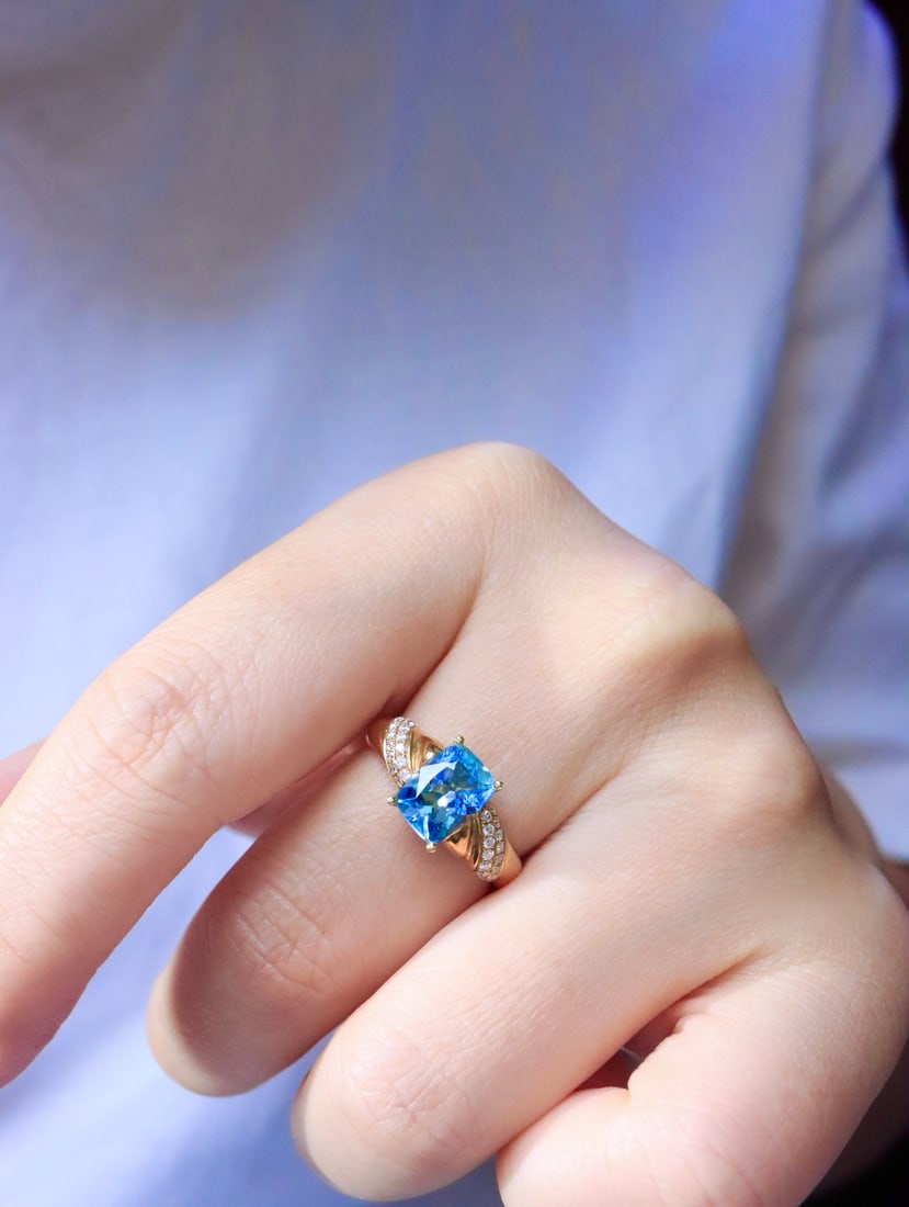 18K gold sapphire ring - 5