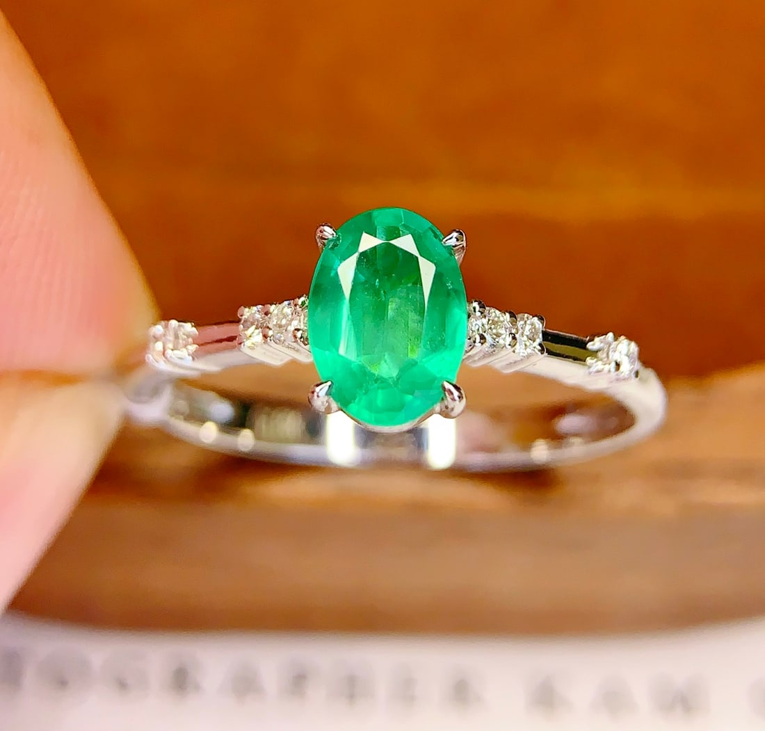 18K gold natural emerald ring - 2