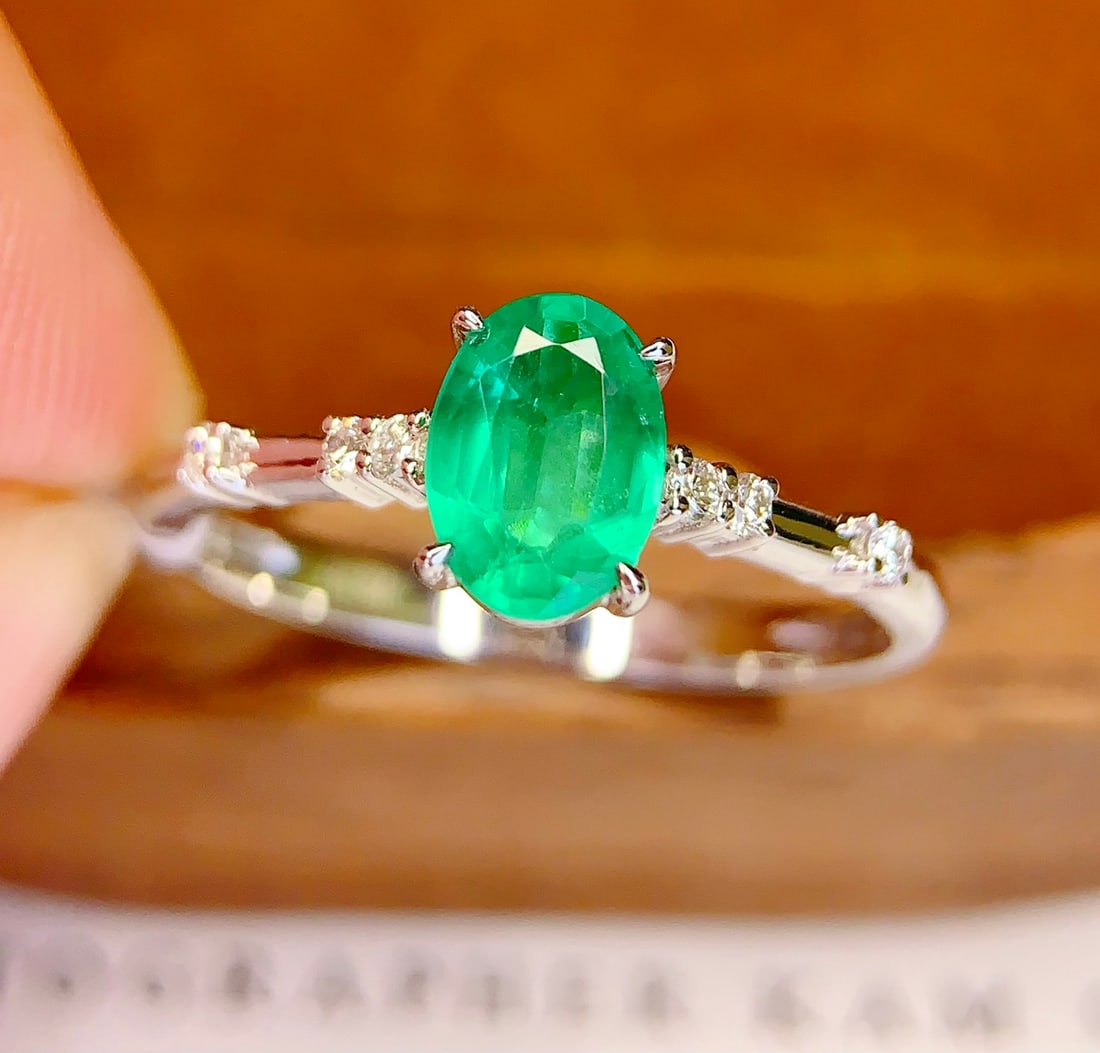 18K gold natural emerald ring - 3