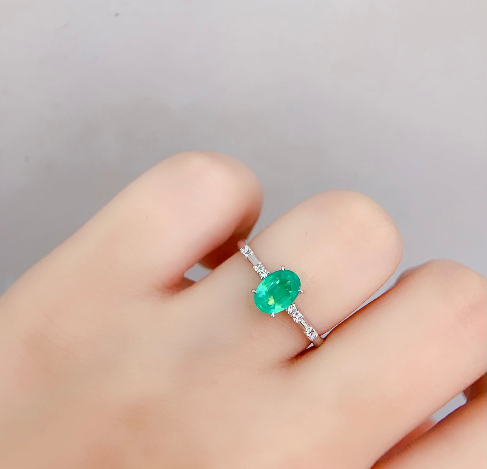 18K gold natural emerald ring - 6