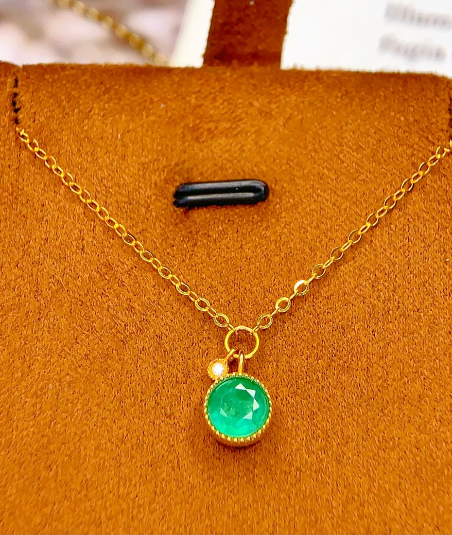 18K gold emerald collarbone necklace - 2