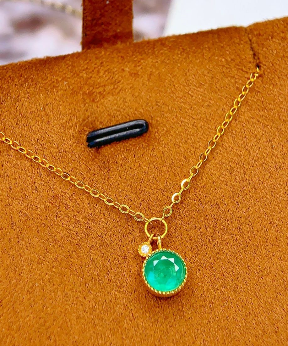 18K gold emerald collarbone necklace - 4