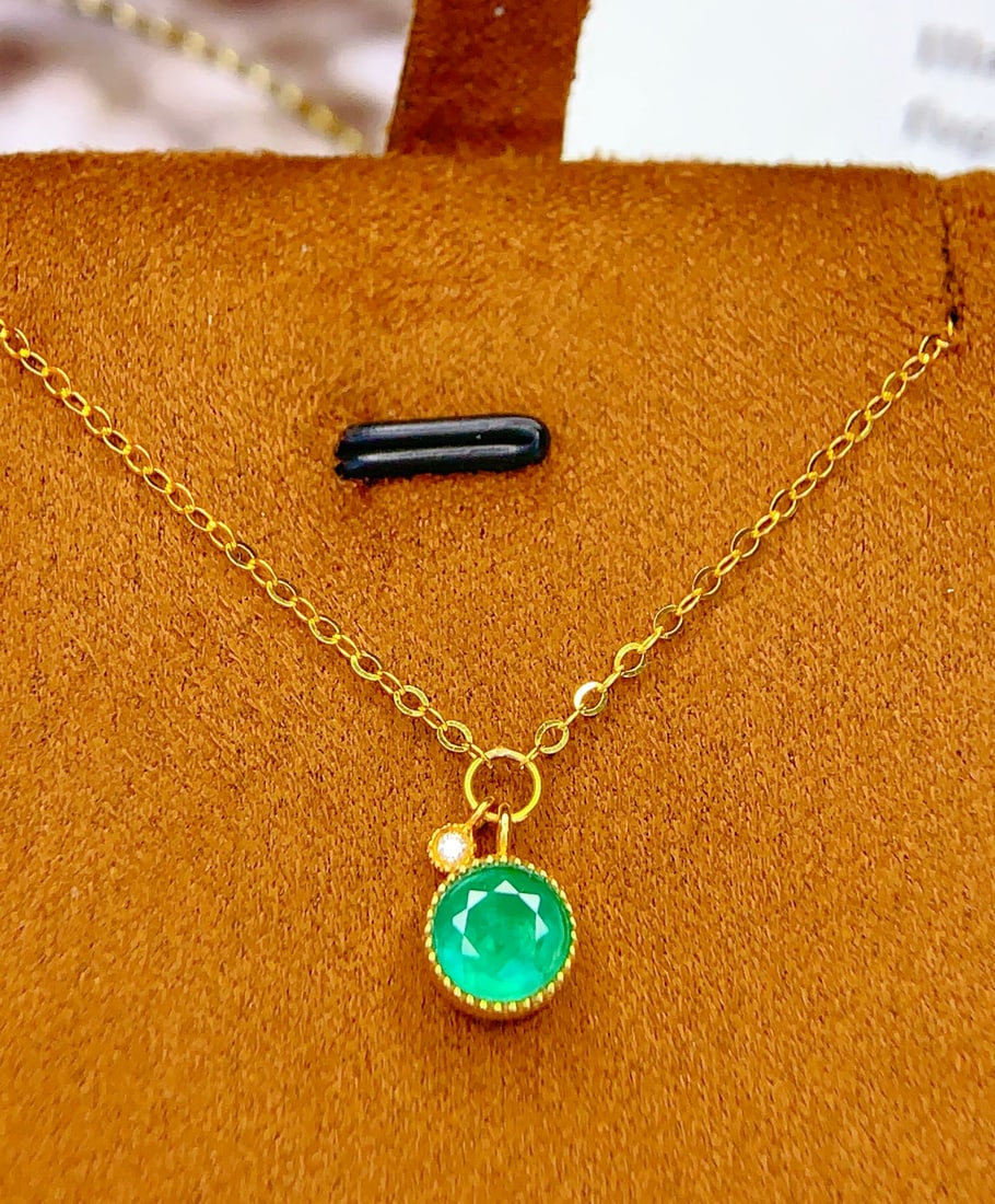 18K gold emerald collarbone necklace - 5