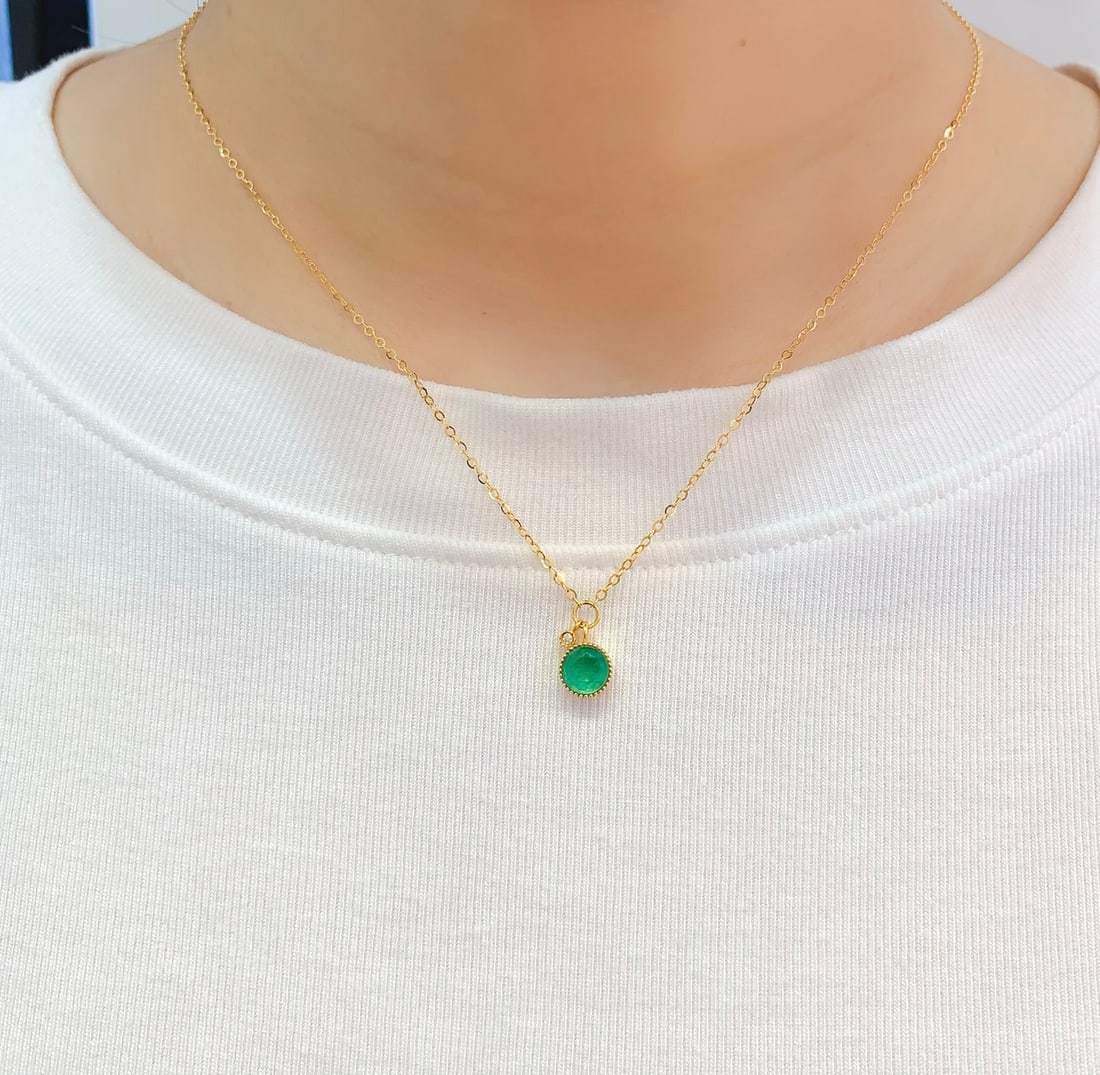 18K gold emerald collarbone necklace - 6