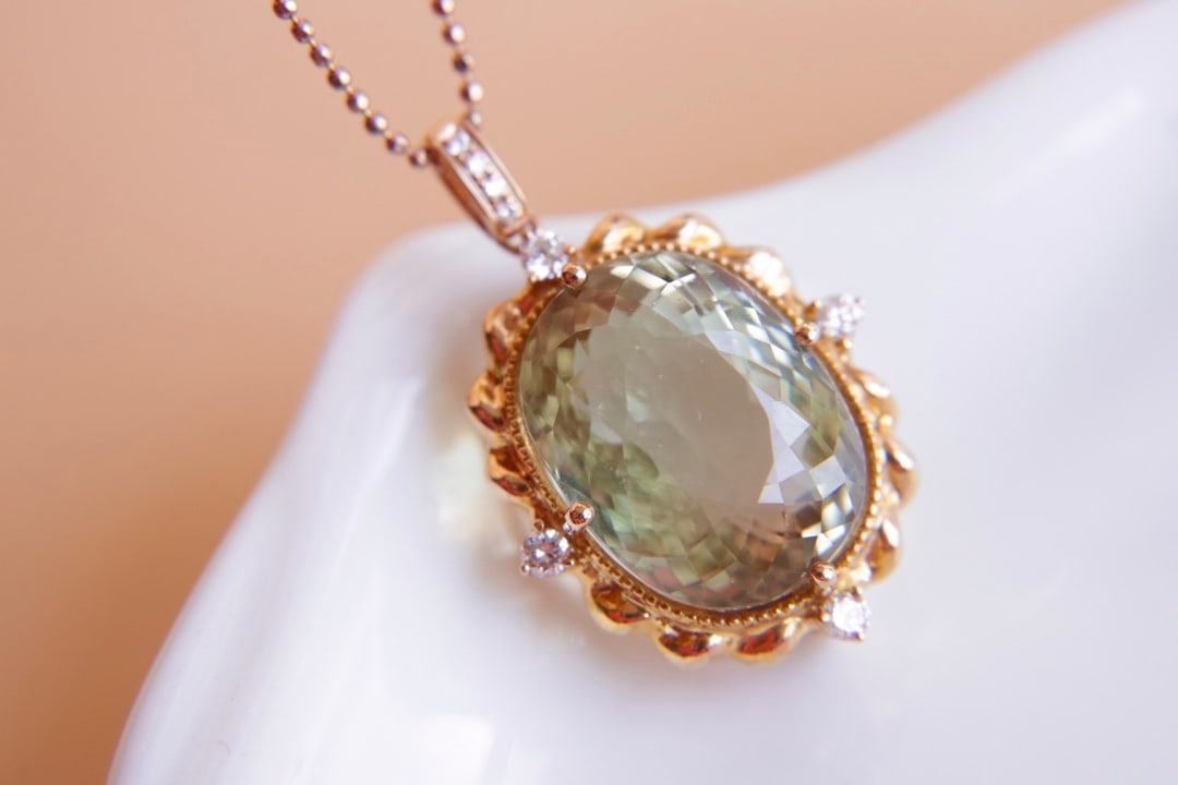 18K Gold Emerald Diamond Pendant (chain not included) - 10