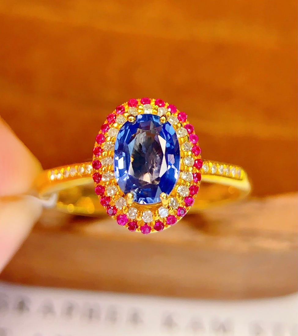 18K gold natural sapphire ring - 2