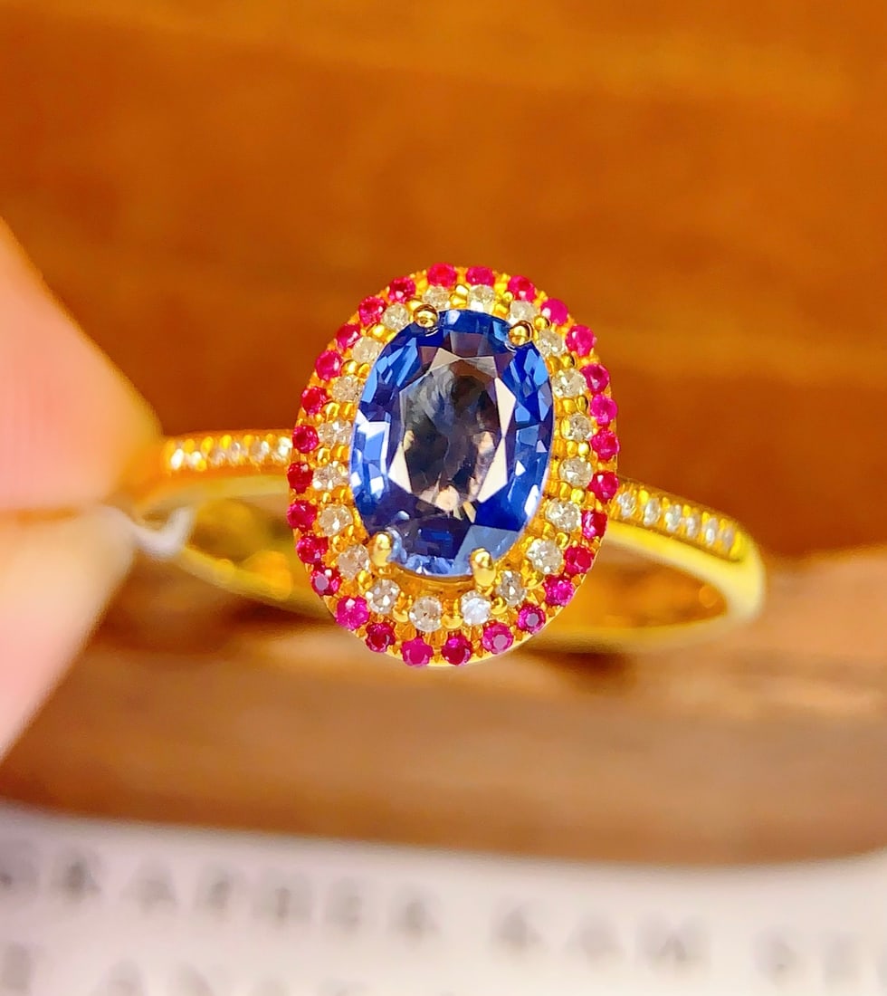18K gold natural sapphire ring - 3
